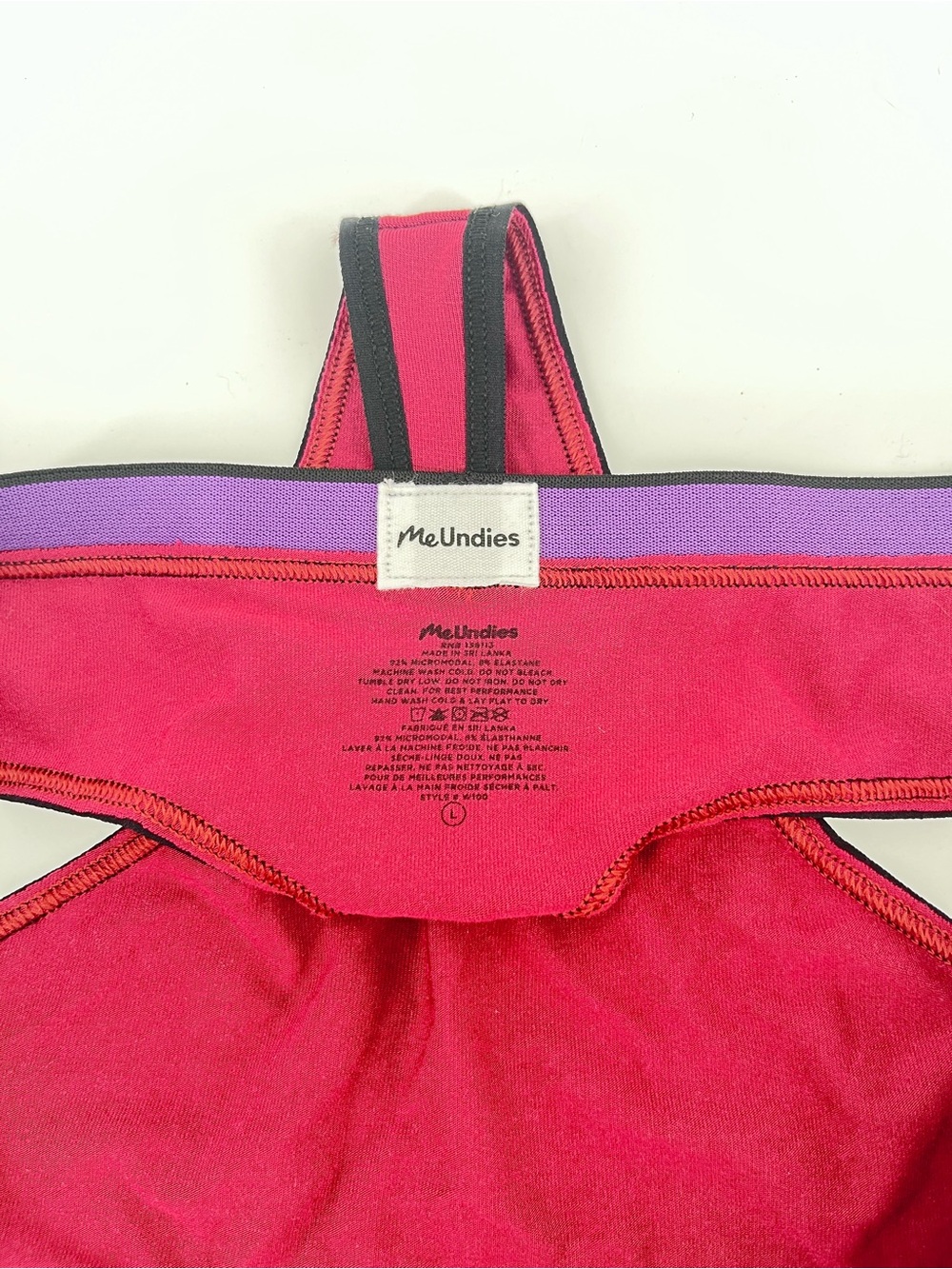 NWOT MeUndies Red MicroModal Thong Black Trim Soft Stretch Panty L - Picture 4 of 6